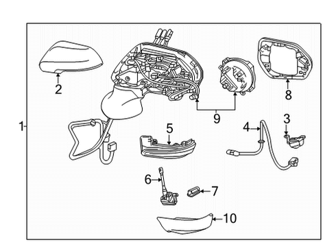 2022 Toyota Mirai Mirror Assembly, Outer R Diagram for 87910-62150-D0