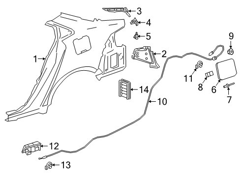 2020 Toyota Corolla Cable Sub-Assembly, Fuel Diagram for 77035-02510