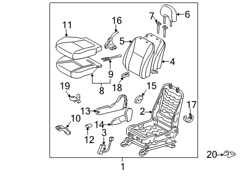 2007 Toyota Prius Front Seat Back Cover, Right(For Separate Type) Diagram for 71073-47150-B2