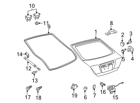 2007 Scion tC Back Door Stay Assembly Right Diagram for 68950-0W262