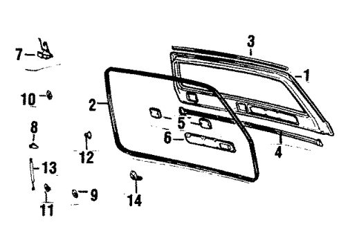 1984 Toyota Land Cruiser Lift Gate - Gate & Hardware Diagram