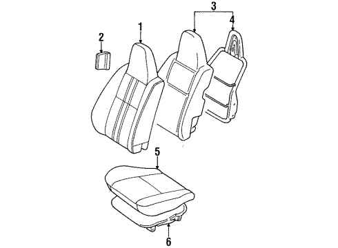 1996 Toyota Tercel Pad Sub-Assembly, Front Seat Diagram for 71505-16140