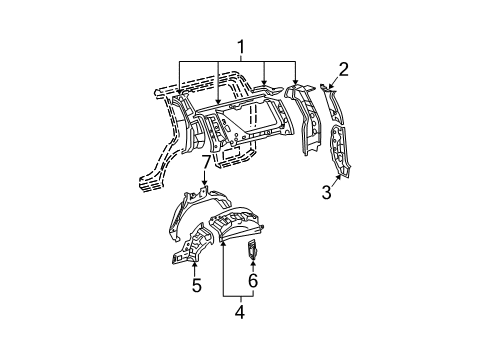 2005 Toyota 4Runner Inner Structure - Quarter Panel Diagram 2 - Thumbnail