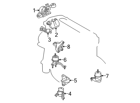 2007 Toyota Camry Engine & Trans Mounting Diagram 2 - Thumbnail