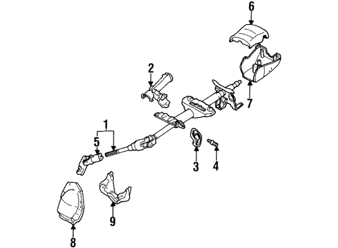 1994 Toyota Corolla Steering Column, Steering Wheel & Trim Diagram 1 - Thumbnail