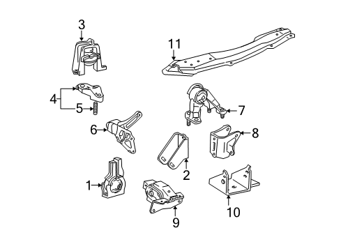 2000 Toyota Celica Bracket, Engine Mounting, Front Diagram for 12311-22040