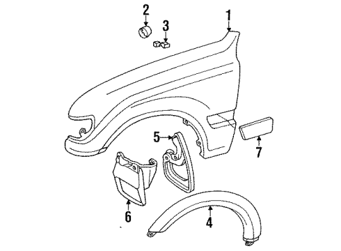 1991 Toyota Land Cruiser Fender Sub-Assy, Front LH Diagram for 53802-60210