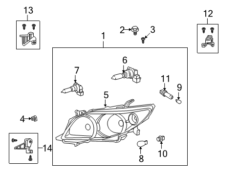 2009 Toyota Corolla Passenger Side Headlight Unit Assembly Diagram for 81130-02670