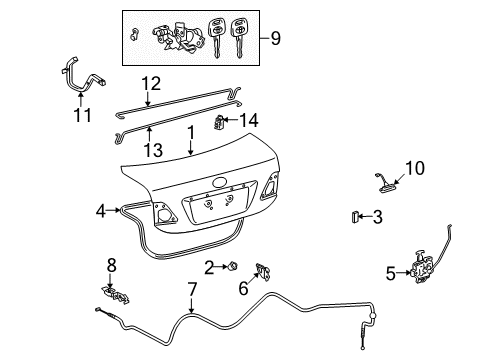 2010 Toyota Corolla Panel Sub-Assy, Luggage Compartment Door Diagram for 64401-12B90