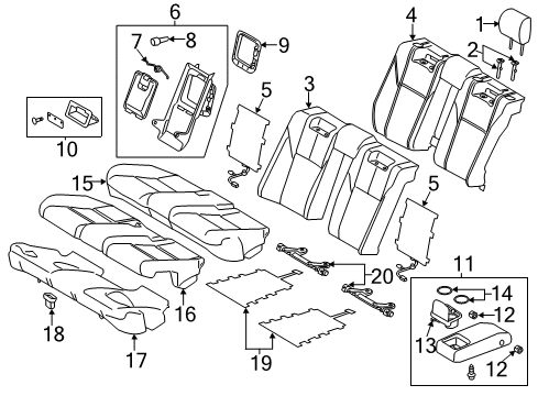 2018 Toyota Avalon Cushion Cover, Black, Rear Diagram for 71075-07161-C1