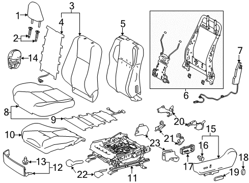 2014 Toyota Corolla Cover, Seat Track Bracket Diagram for 72124-02090-C0