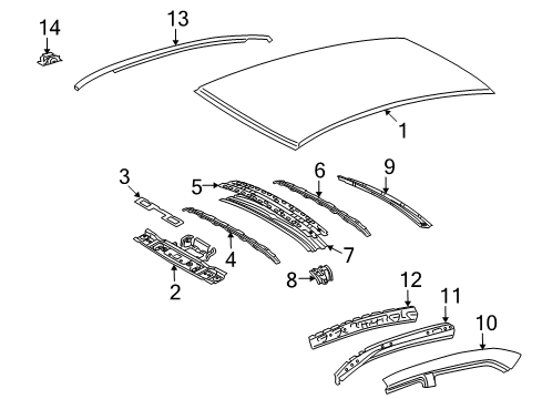 2011 Toyota Corolla Roof & Components, Exterior Trim Diagram 2 - Thumbnail