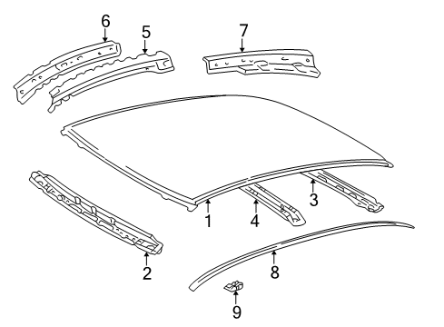 2004 Toyota Echo Roof & Components, Exterior Trim, Body Diagram 2 - Thumbnail