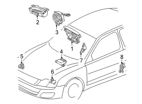 2002 Toyota Avalon Air Bag Components Diagram