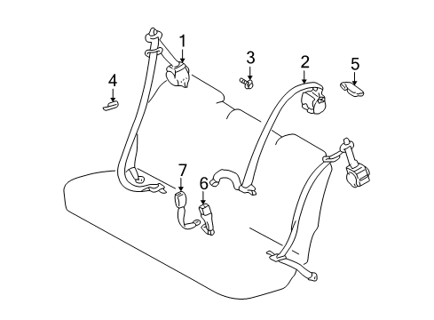 2001 Toyota Highlander Second Row Seat Belts Diagram