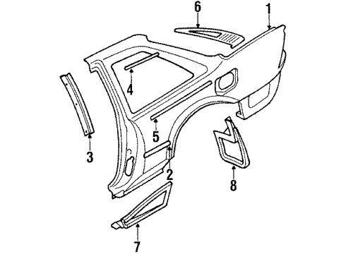 1989 Toyota Corolla Garnish Sub-Assy, Quarter, Outer LH Diagram for 75056-12100