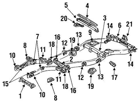 1991 Toyota Land Cruiser Crossmembers & Components Diagram