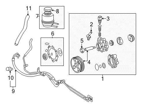 2006 Toyota Tundra Reservoir Assy, Vane Pump Oil Diagram for 44360-0C040