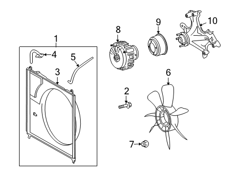 2008 Toyota Sequoia Shroud Diagram for 16712-0F050