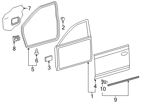 2014 Toyota Camry Front Door, Body Diagram 1 - Thumbnail