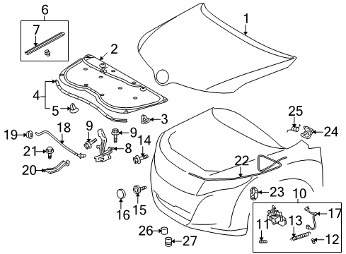 2011 Toyota Venza Latch Assembly, Front Diagram for 53510-0T010