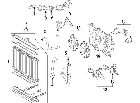 2014 Toyota Sienna Motor Cooling Fan Diagram for 16363-31450