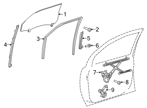 2018 Toyota Sienna Door Glass, Passenger Side Diagram for 68101-08060