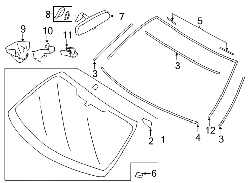 2014 Scion FR-S Windshield & Components, Reveal Moldings Diagram