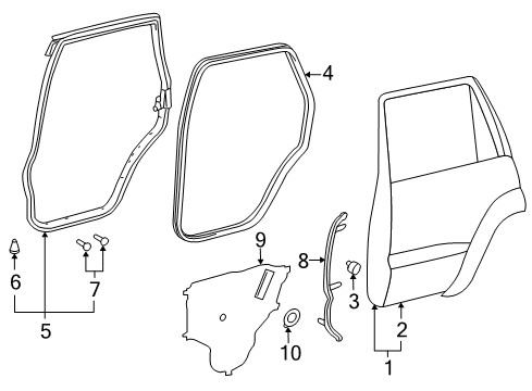 Panel, Rear Door, Outs Diagram for 67113-60280