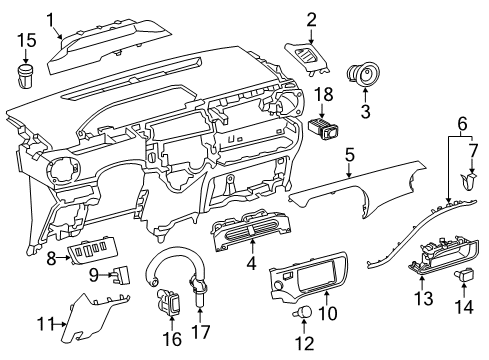 2012 Toyota Prius C Cluster & Switches, Instrument Panel Diagram 3 - Thumbnail