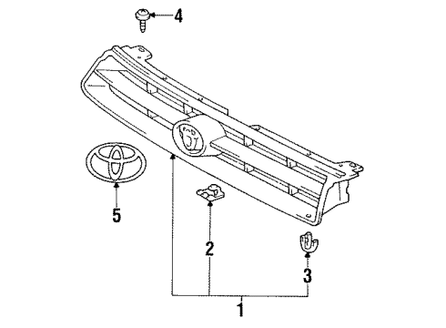 1993 Toyota Camry Radiator Grille Emblem(Or Front Panel) Diagram for 75311-33010