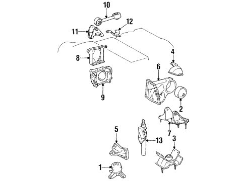 1997 Toyota Avalon Engine & Trans Mounting Diagram