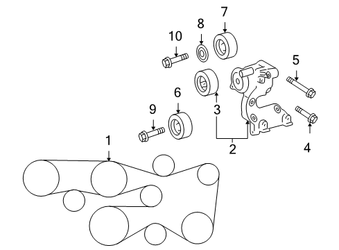 2018 Toyota 4Runner Idler Pulley Diagram for 16604-0P011