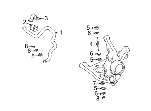 2000 Toyota Echo Stabilizer Bar & Components - Front Diagram