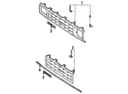 1986 Toyota Pickup Grille & Components Diagram