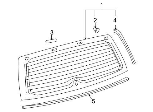 2009 Toyota RAV4 Back Door - Glass & Hardware Diagram