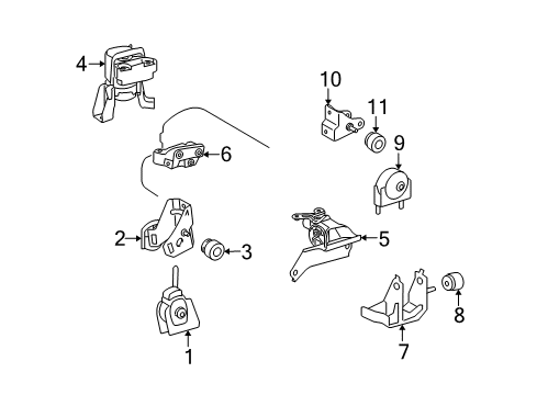 2013 Toyota Matrix Engine & Trans Mounting Diagram 4 - Thumbnail