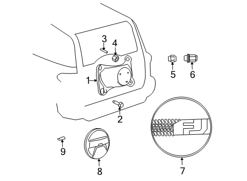 2012 Toyota FJ Cruiser Carrier & Components - Spare Tire Diagram