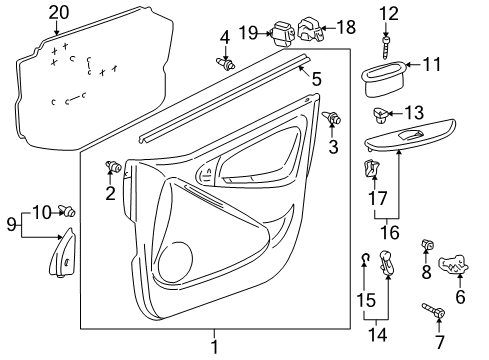 2003 Toyota Echo Panel, Front Armrest Base, Upper LH Diagram for 74232-52020