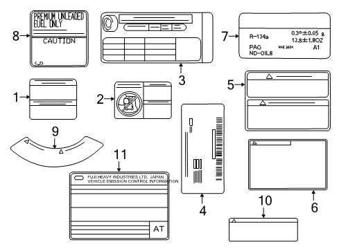 2015 Scion FR-S Information Labels Diagram