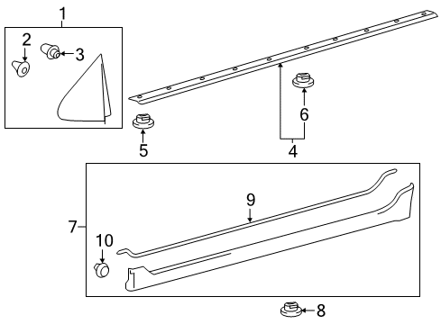 2012 Toyota Prius C Exterior Trim - Pillars, Rocker & Floor Diagram