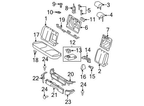 2008 Toyota Yaris Armrest Assy, Rear Seat, Center Diagram for 72830-52090-B1