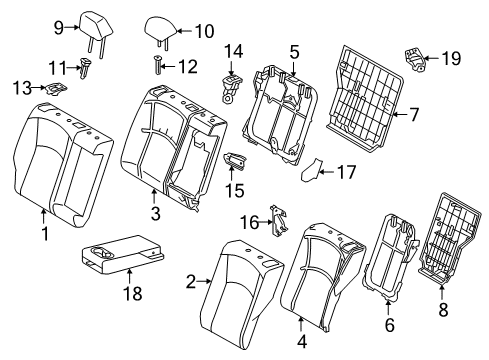 2016 Toyota Prius ARMREST Assembly, Rear Seat Diagram for 72830-47280-E1