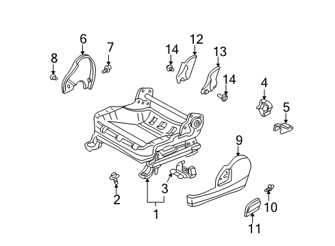 2001 Toyota Echo Handle, Reclining Adjuster Release, RH Diagram for 72525-16010-S1