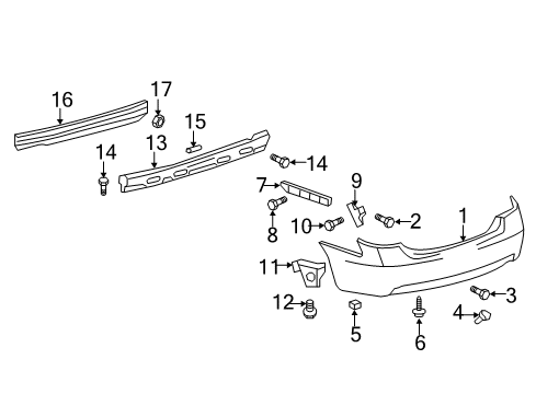 2011 Toyota Camry Rear Bumper Diagram 1 - Thumbnail