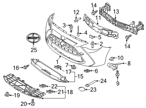 2018 Toyota Yaris iA Lower Radiator Grille No.2 Diagram for 53113-WB001