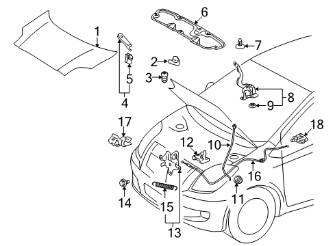 2009 Toyota Yaris Hinge Assembly, Hood, RH Diagram for 53410-52240