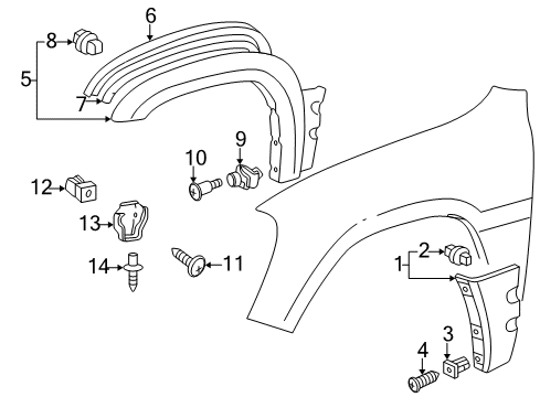 1997 Toyota RAV4 RAV4 2/4DR Mg Front RH Diagram for 76621-49015