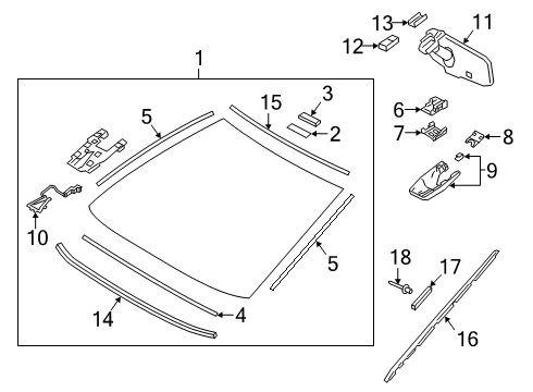 2019 Toyota Avalon Windshield Glass Diagram