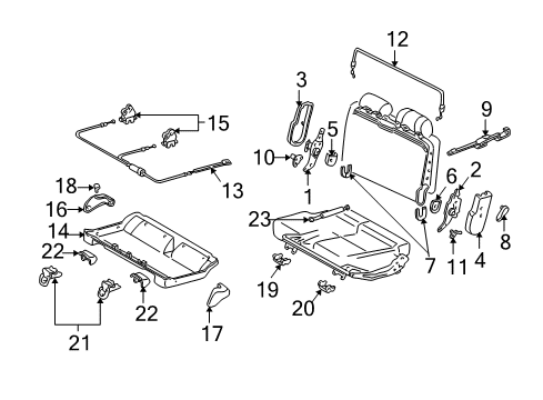 2004 Toyota Tundra Adjuster Assy, Rear Seat Reclining, LH Diagram for 72740-34020